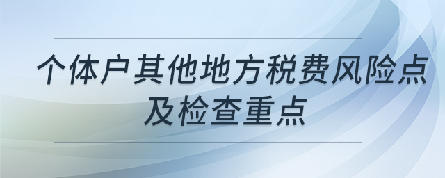 個(gè)體戶其他地方稅費(fèi)風(fēng)險(xiǎn)點(diǎn)及檢查重點(diǎn)