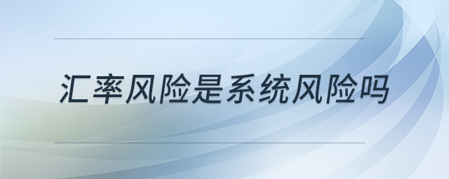 匯率風險是系統(tǒng)風險嗎