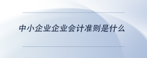 中小企業(yè)企業(yè)會計(jì)準(zhǔn)則是什么