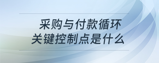 采購與付款循環(huán)關(guān)鍵控制點是什么