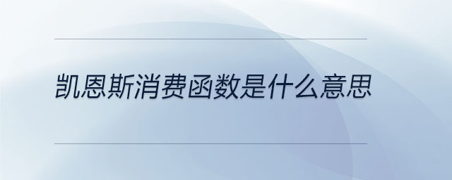 凱恩斯消費函數(shù)是什么意思
