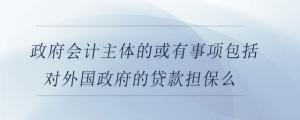 政府會(huì)計(jì)主體的或有事項(xiàng)包括對(duì)國際經(jīng)濟(jì)組織的貸款擔(dān)保么