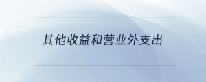 其他收益和營(yíng)業(yè)外支出