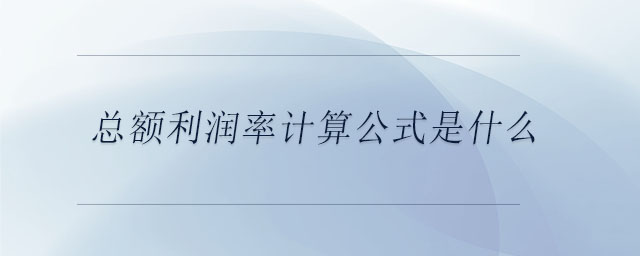總額利潤率計算公式是什么