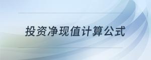 投資凈現(xiàn)值計算公式