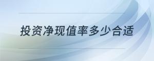 投資凈現(xiàn)值率多少合適