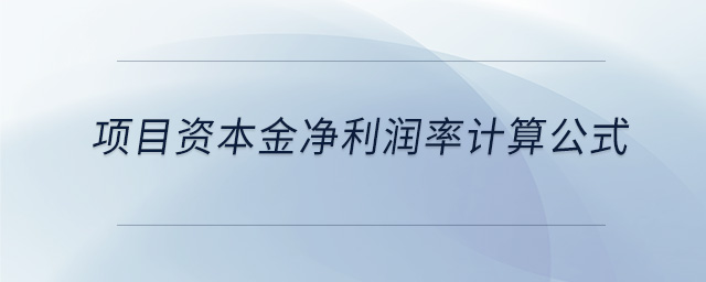 項(xiàng)目資本金凈利潤率計(jì)算公式