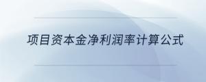 項(xiàng)目資本金凈利潤率計(jì)算公式